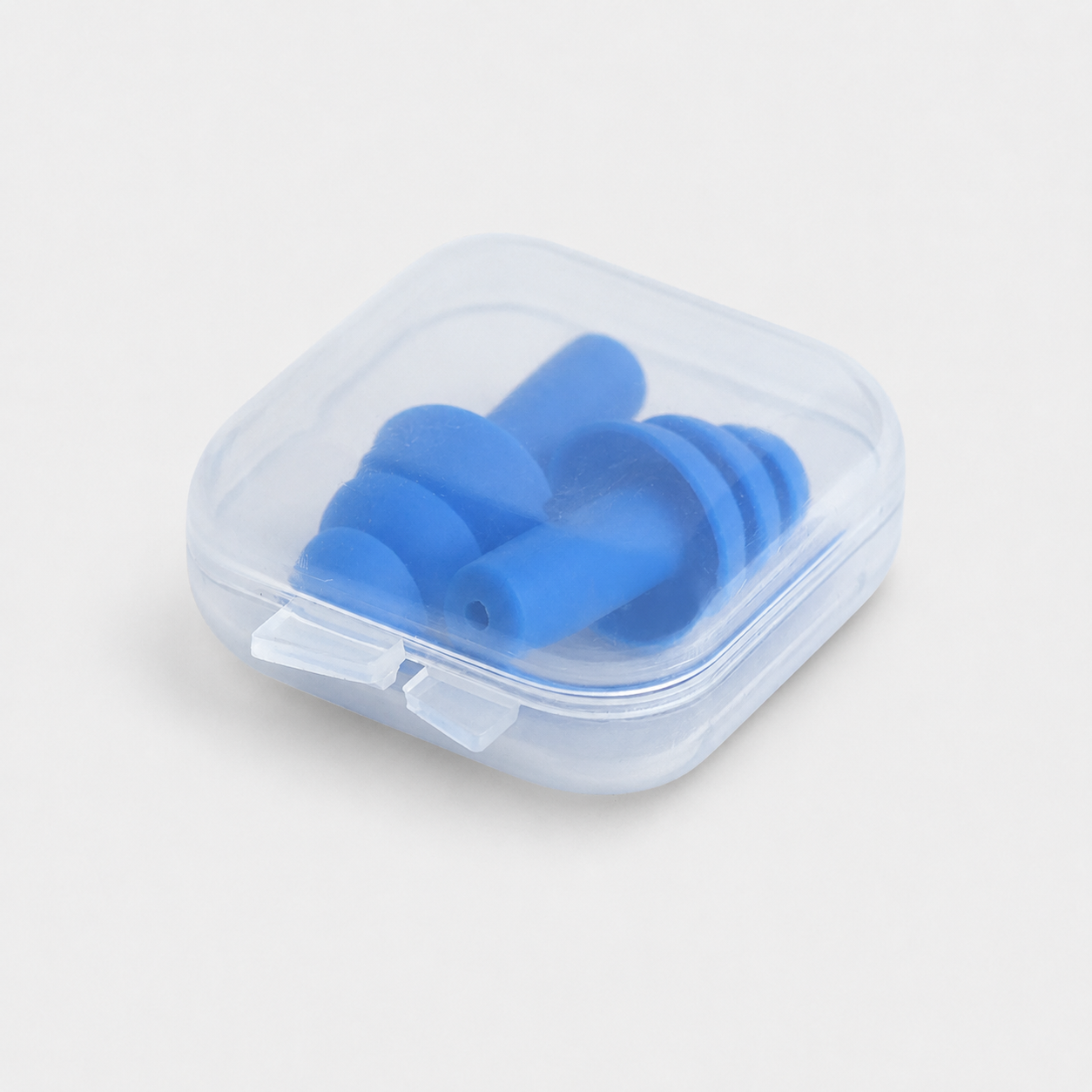 Soft Silicone Ear Plug in Plastic Box - Blue