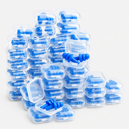 Soft Silicone Ear Plug in Plastic Box - Blue