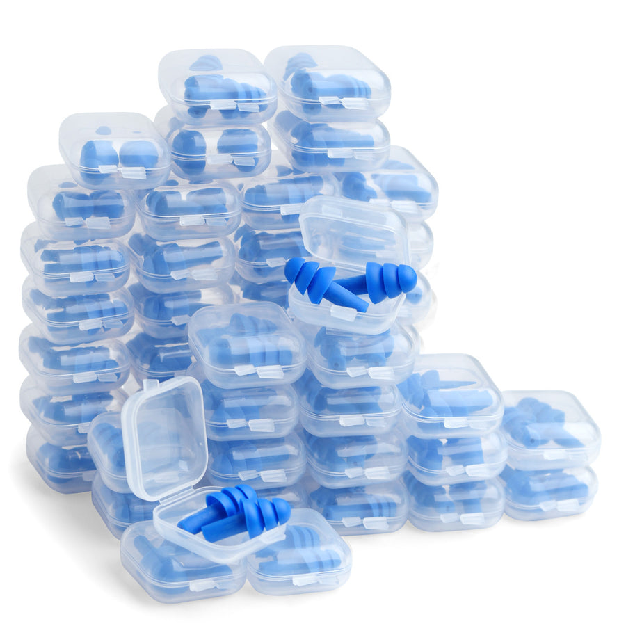 Soft Silicone Ear Plug in Plastic Box - Blue